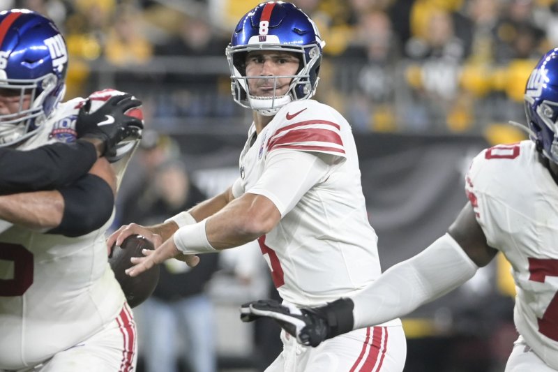 New York Giants quarterback Daniel Jones is set to go through the waiver process and can be claimed by another NFL team. File Photo by Archie Carpenter/UPI