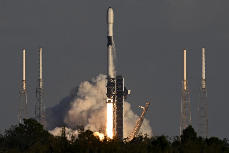 A SpaceX Falcon 9 rocket launches 22 Starlink satellites from Launch Complex 40 from the Cape Canaveral Space Force Station in Florida on Saturday. This was the 73rd launch from Florida's Space Coast, breaking last year's record. Photo by Joe Marino/UPI