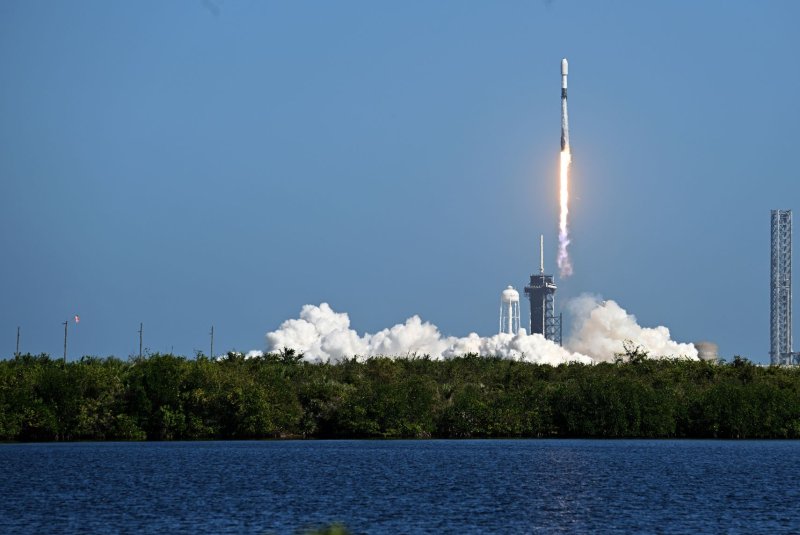 A SpaceX Falcon 9 rocket launches the Koreasat-6A communications satellite from Launch Complex 39 at the Kennedy Space Center, Florida on Monday. Photo by Joe Marino/UPI