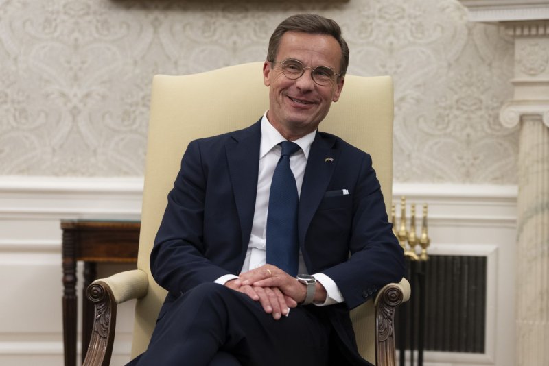 Prime Minister Ulf Kristersson of Sweden called on a Chinese vessel suspected of cutting Internet cables to return to Swedish waters. File Photo by Chris Kleponis/UPI