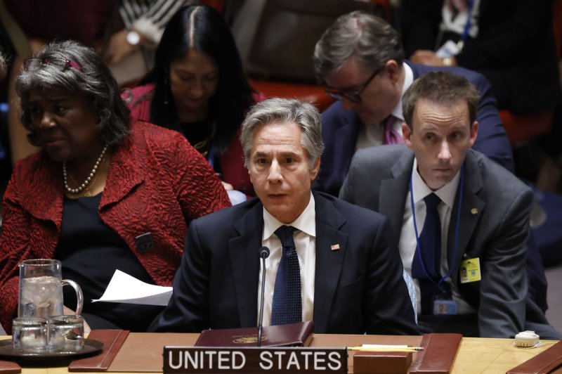 U.S. Secretary of State Antony Blinken Wednesday announced sanctions against 21 people aligned with Venezuelan President Nicolas Maduro. Blinken said Maduro falsely claimed victory in the July election and is using violence to violate democratic principles. File Photo by John Angelillo/UPI